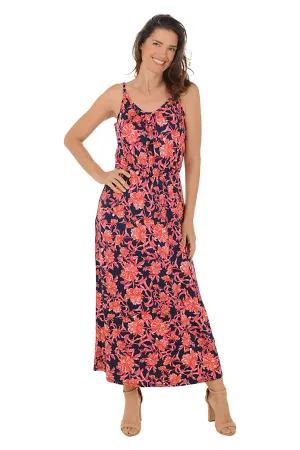 Chrysanthemum Sleeveless Maxi Dress Structured Fit Casual Smart Chrysanthemum Sleeveless Maxi Dress