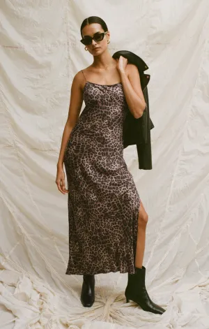 CIELO LEOPARD MIDI DRESS Patent Look Lightweight Fit CIELO LEOPARD MIDI DRESS