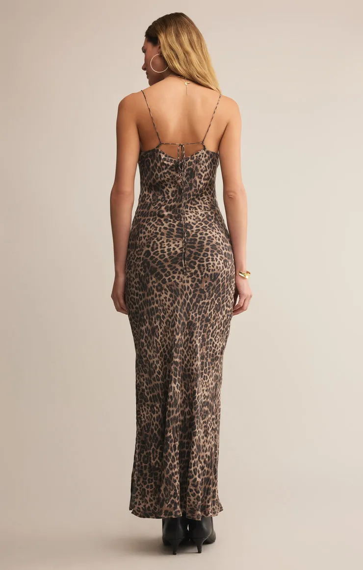 CIELO LEOPARD MIDI DRESS Flowing Fit Soft Stretch