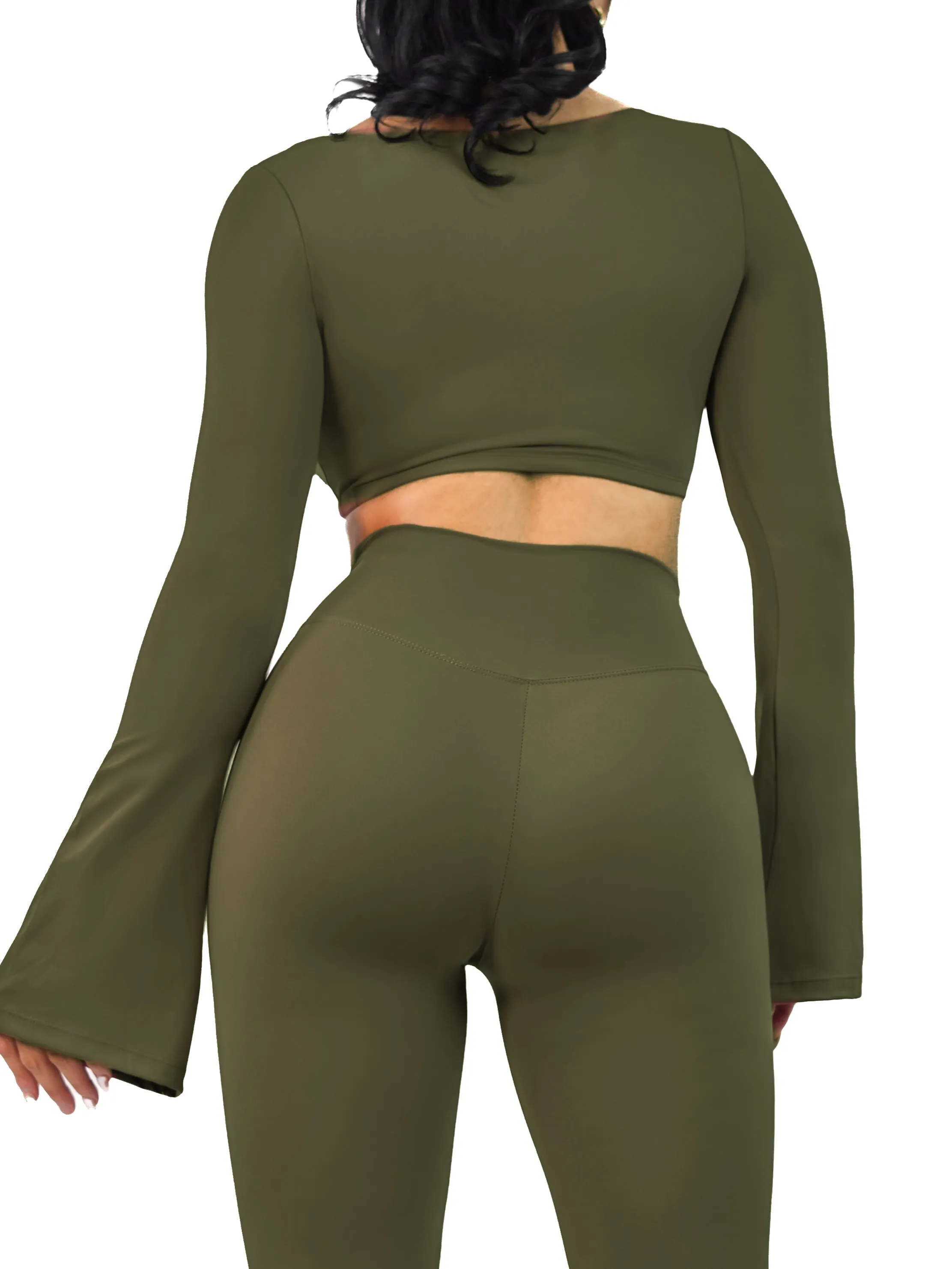 City Girl Flared Long Sleeve Sports Top (Wild Green)