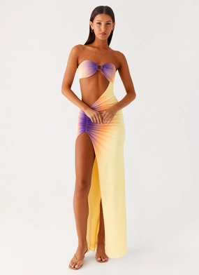 City Style Ellisah Ombre Maxi Dress - Sunrise Ombre Chic Waist Design Soft Tone Ellisah Ombre Maxi Dress - Sunrise Ombre