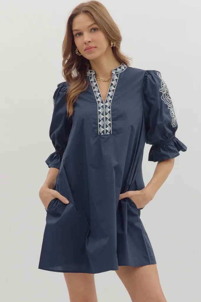 Timeless-Classic Claire Crochet Trim Mini Dress