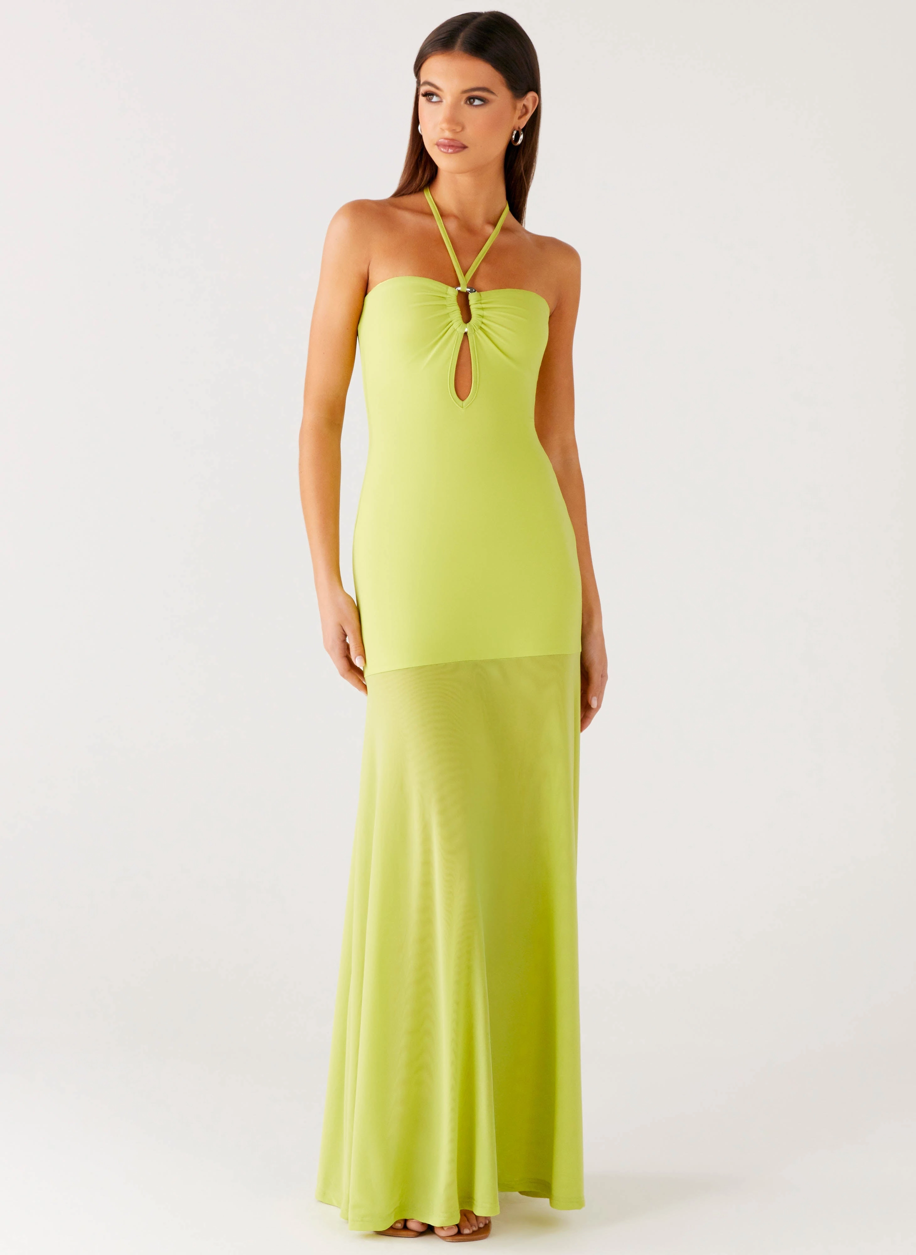 Claria Maxi Dress - Lime Chic and Cozy Wear Lace-Trim