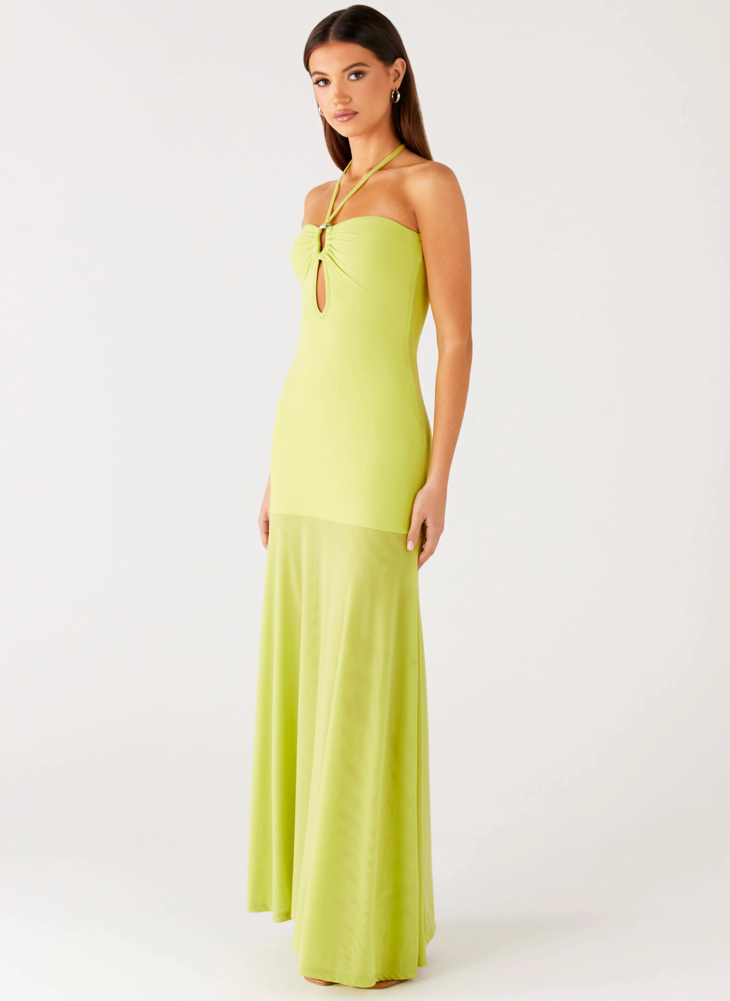 Elegant Layers Claria Maxi Dress - Lime