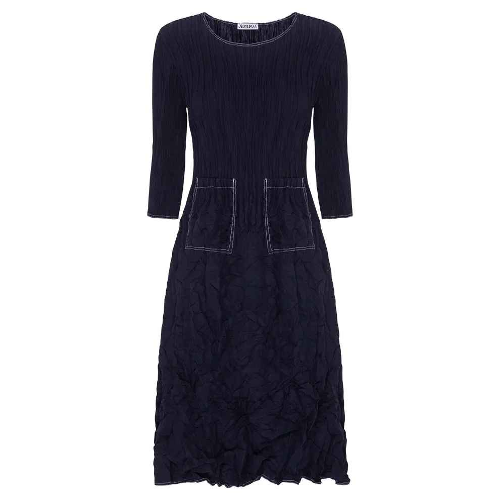 CONTRAST STITCH 3/4 SLV SMASH DRESS Peplum-Style Comfy and Cozy