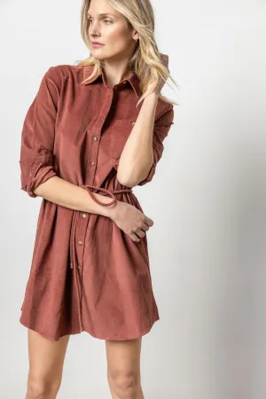 Classic Apparel Corduroy Shirt Dress in Brandy Winter-Season Corduroy Shirt Dress in Brandy