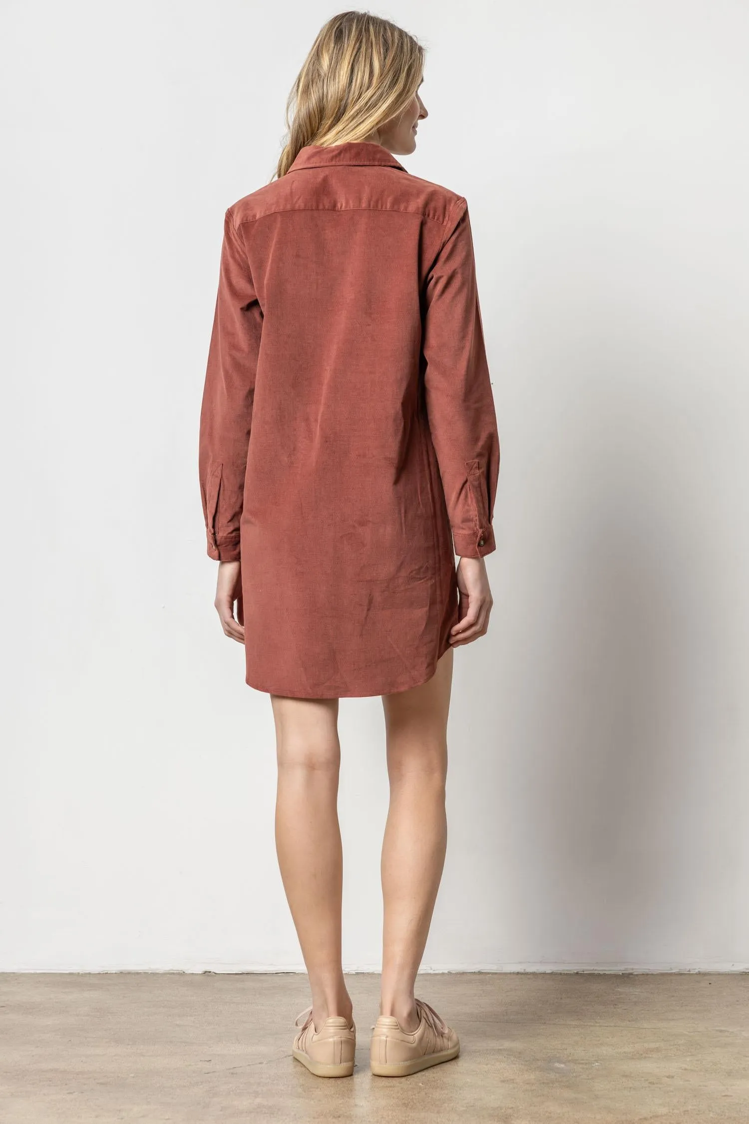 Corduroy Shirt Dress in Brandy Chic Vibe