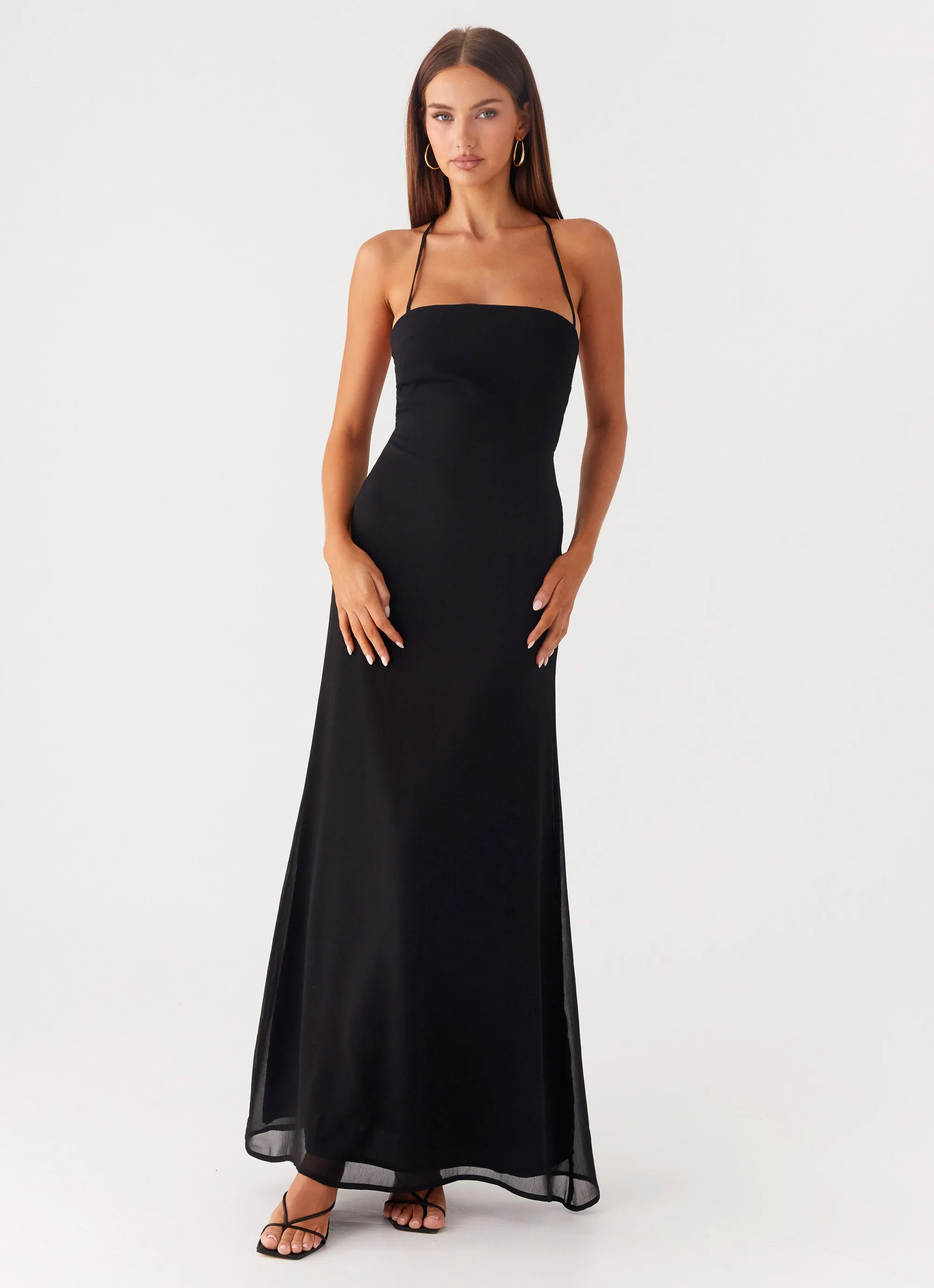 Fashionable Cut Sharp Style Peggy Maxi Dress - Black