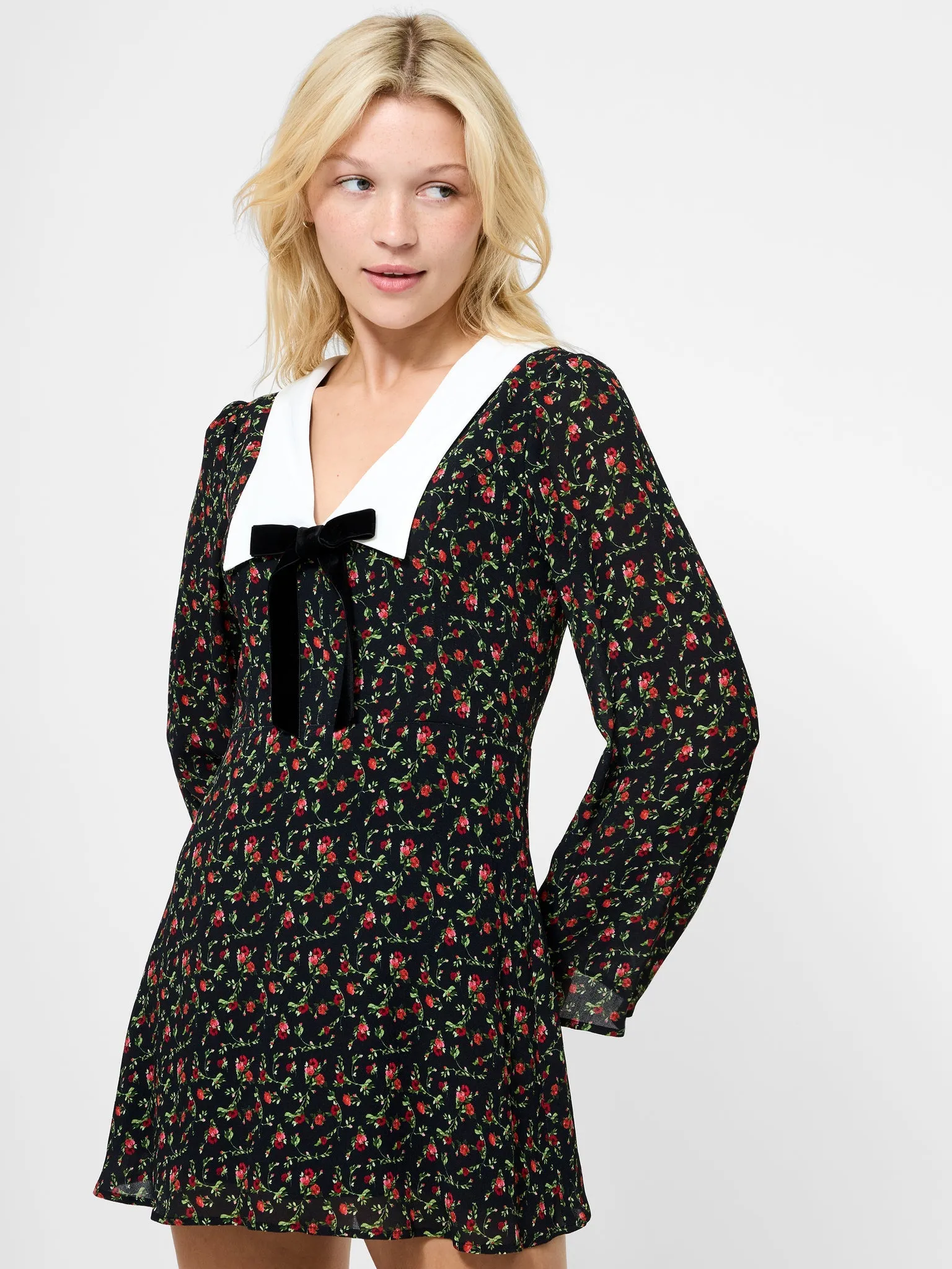YASMIN CREPE COLLARED MINI DRESS Eco-Lining Timeless Cut