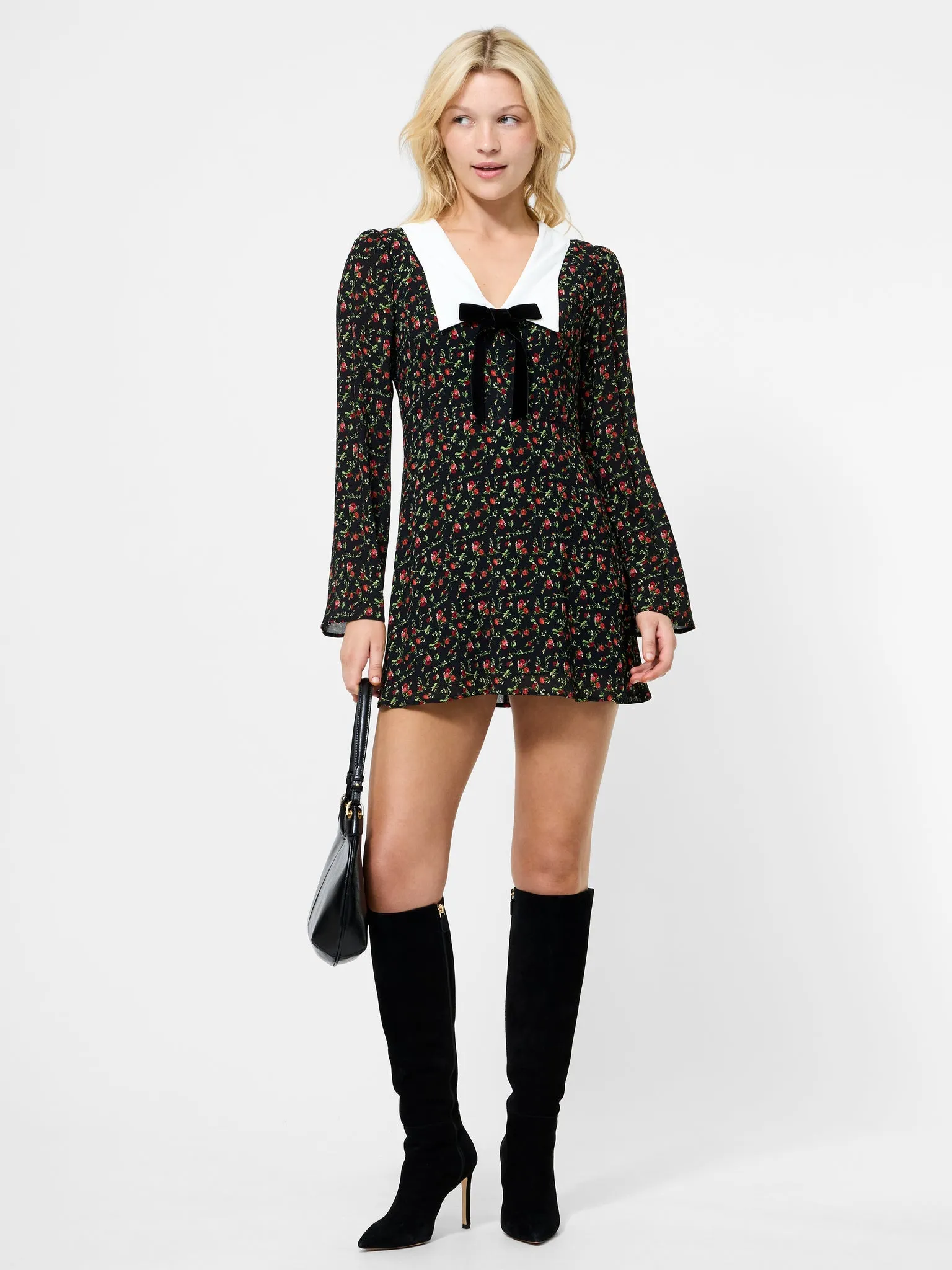 YASMIN CREPE COLLARED MINI DRESS Lounge Feel