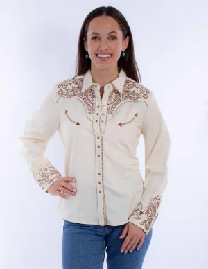 Classic Choice Scully Womens Embroidered Scroll Cream Poly/Rayon L/S Shirt Scully Womens Embroidered Scroll Cream Poly/Rayon L/S Shirt Minimalist Fit Relaxed Design