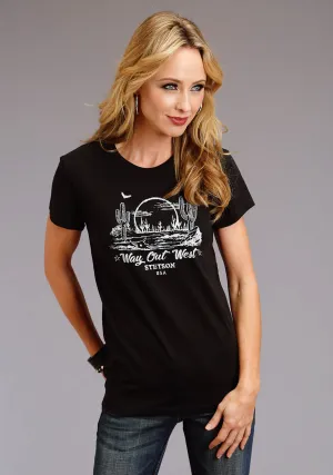 Classic Colors Stetson Womens Black 100% Cotton Way Out West S/S T-Shirt Stetson Womens Black 100% Cotton Way Out West S/S T-Shirt Smooth Texture