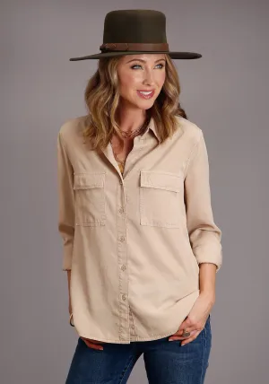 Classic Design Stetson Womens Brown Denim Safari-Style L/S Blouse Stetson Womens Brown Denim Safari-Style L/S Blouse Daily Uniform Morning Stroll Outdoor Adventure Date Night