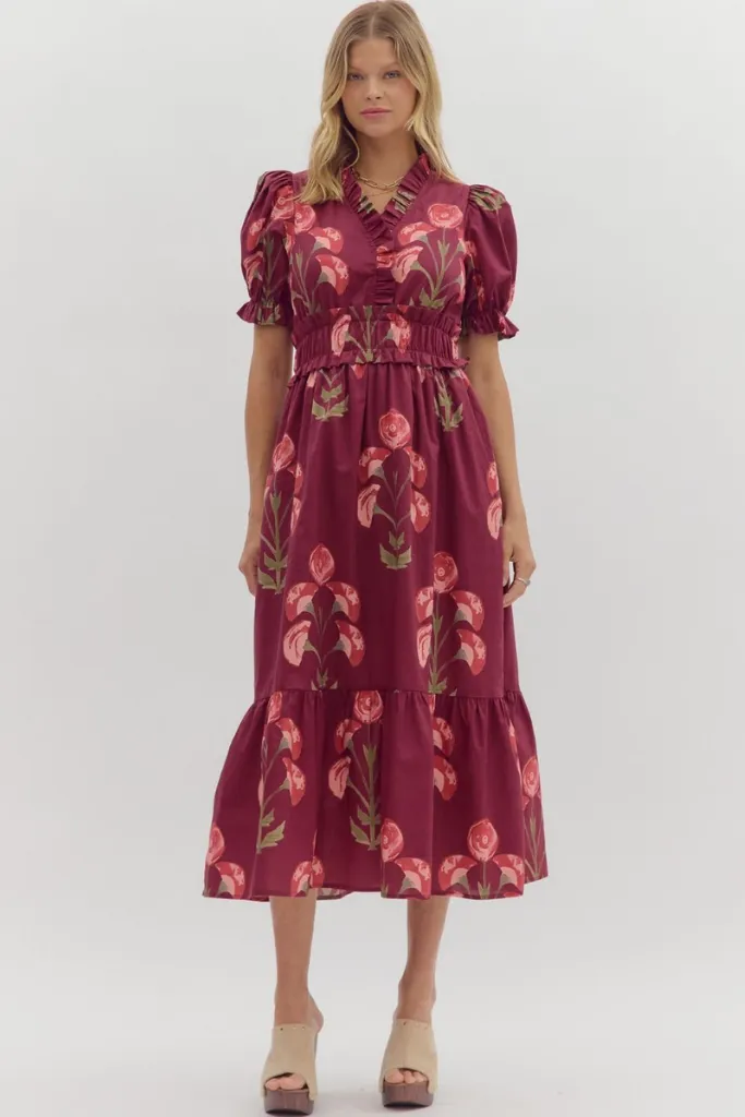 Felicity Floral Puff Sleeve Midi Dress Weekend Favorite spring fresh