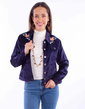 Classic Fit Scully Womens Floral Velvet Navy Cotton Blend Cotton Jacket Winter Warmth Sustainable Scully Womens Floral Velvet Navy Cotton Blend Cotton Jacket