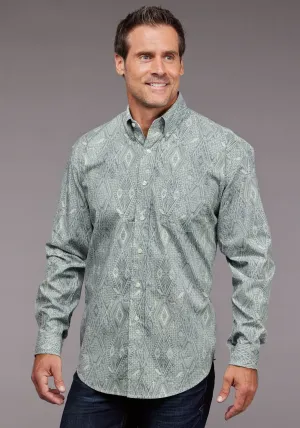 Classic Fit Stetson Mens 2033 Ghost Aztec Blue 100% Cotton 1 Pkt L/S Shirt Sweat-Absorbing Stetson Mens 2033 Ghost Aztec Blue 100% Cotton 1 Pkt L/S Shirt