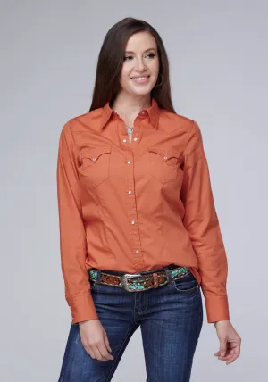 Classic Look Roper Womens 2044 Solid Poplin Tangerine 100% Cotton L/S Shirt Roper Womens 2044 Solid Poplin Tangerine 100% Cotton L/S Shirt Premium Finish Coffee Run