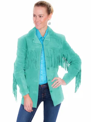 Classic Profile Scully Womens Notched Lapel Fringe Turquoise Leather Leather Jacket Scully Womens Notched Lapel Fringe Turquoise Leather Leather Jacket Timeless Design