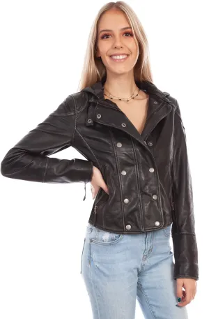 Classic Spark Scully Womens Black Leather Double Breasted Jacket Scully Womens Black Leather Double Breasted Jacket Winter Warmth Minimalist