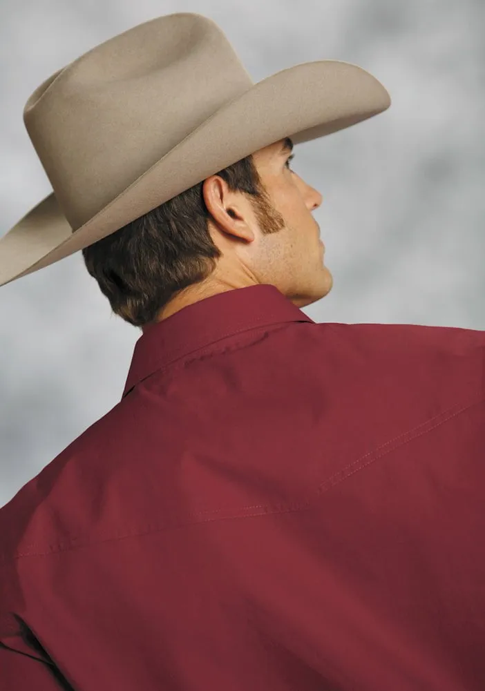 Anti Pilling Finish Customizable Design Roper Mens Red 100% Cotton L/S Snap 1 Pt Back Yoke Poplin Western Shirt