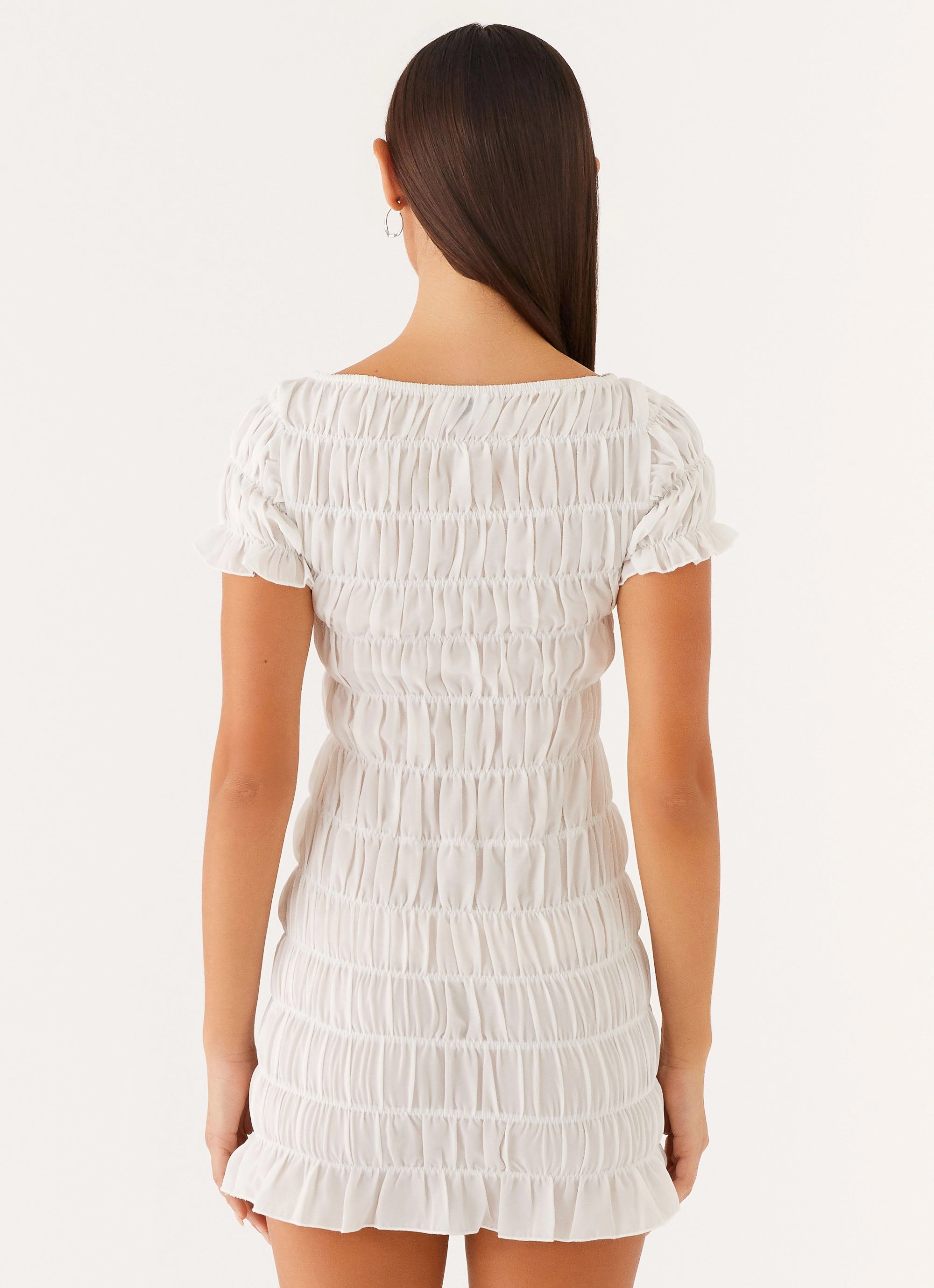 Modest Light Smart Layering Rita Ruched Mini Dress - White