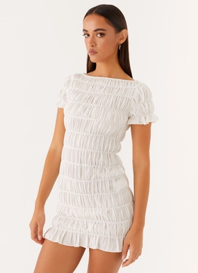 Classic Cut Rita Ruched Mini Dress - White Rita Ruched Mini Dress - White Mix-And-Match