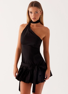 Classic Fit Belina Scarf Mini Dress - Black slim fit Belina Scarf Mini Dress - Black