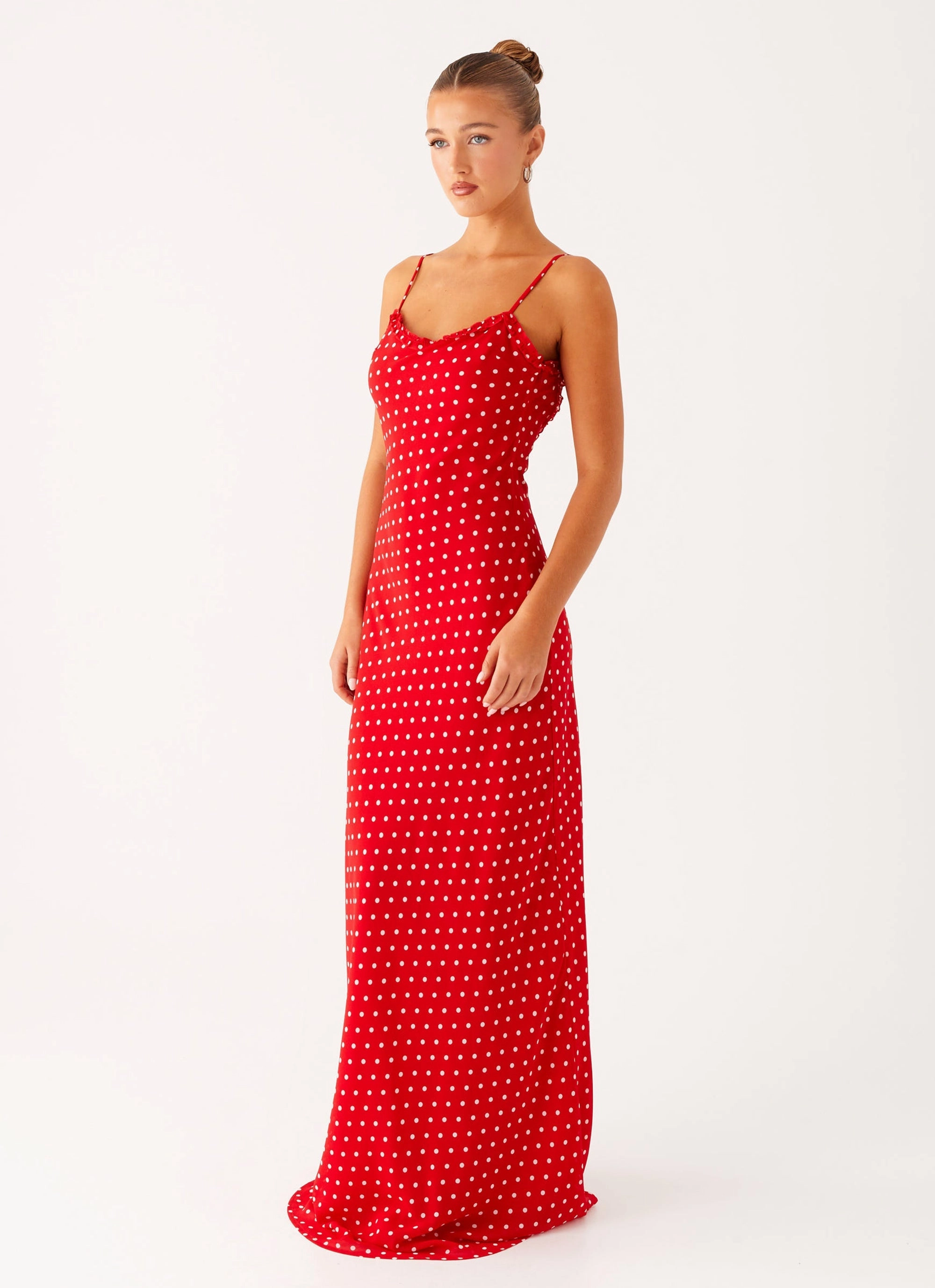 Vacation Outfit Pareo Maxi Dress - Red Polka Dot