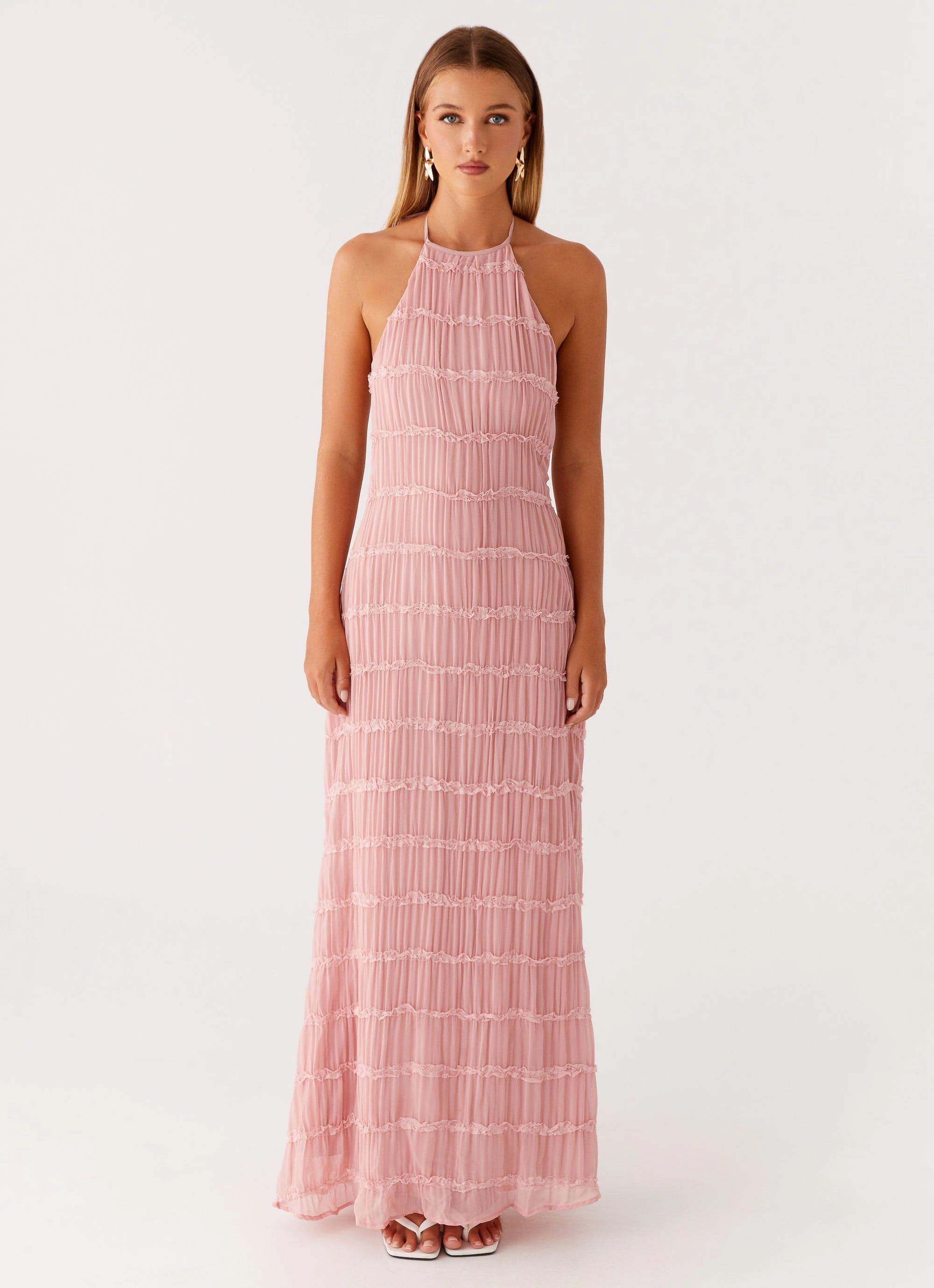 Aullie Maxi Dress - Pink Elegant knee-length dress