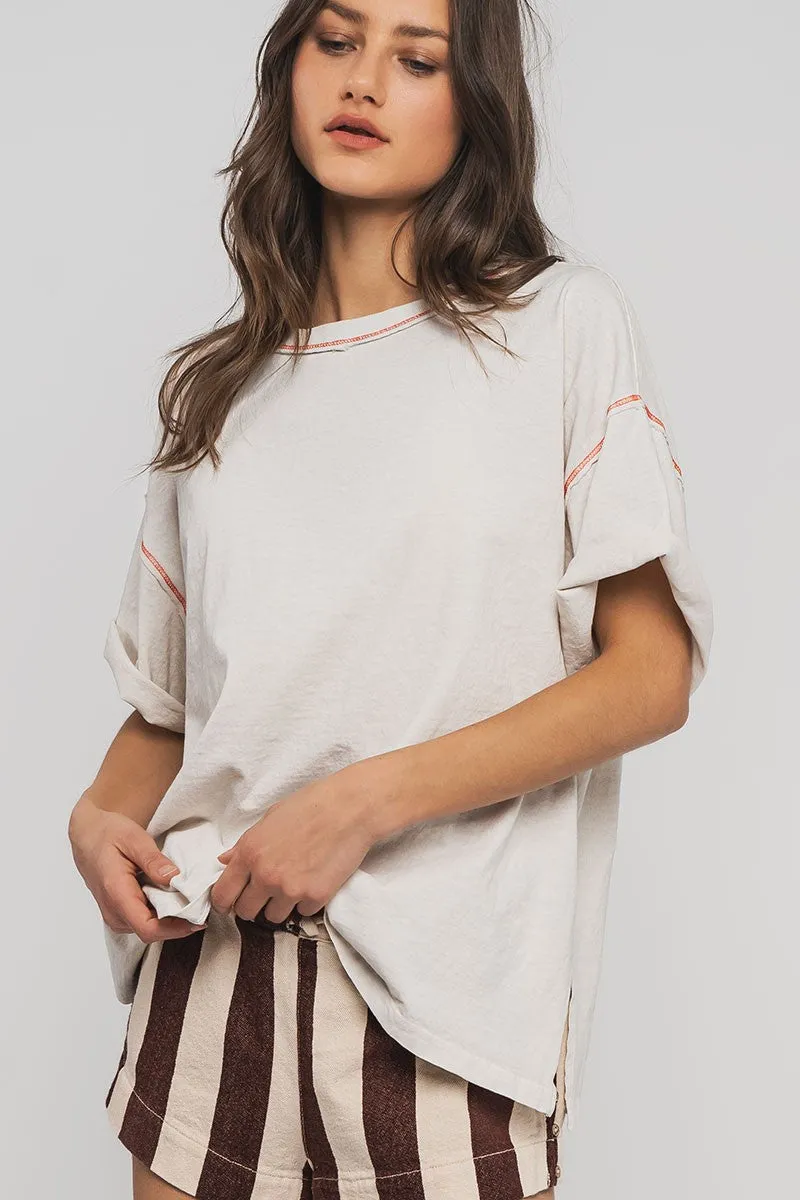 Stylish Fit Timeless Oversized Tee - Chalk