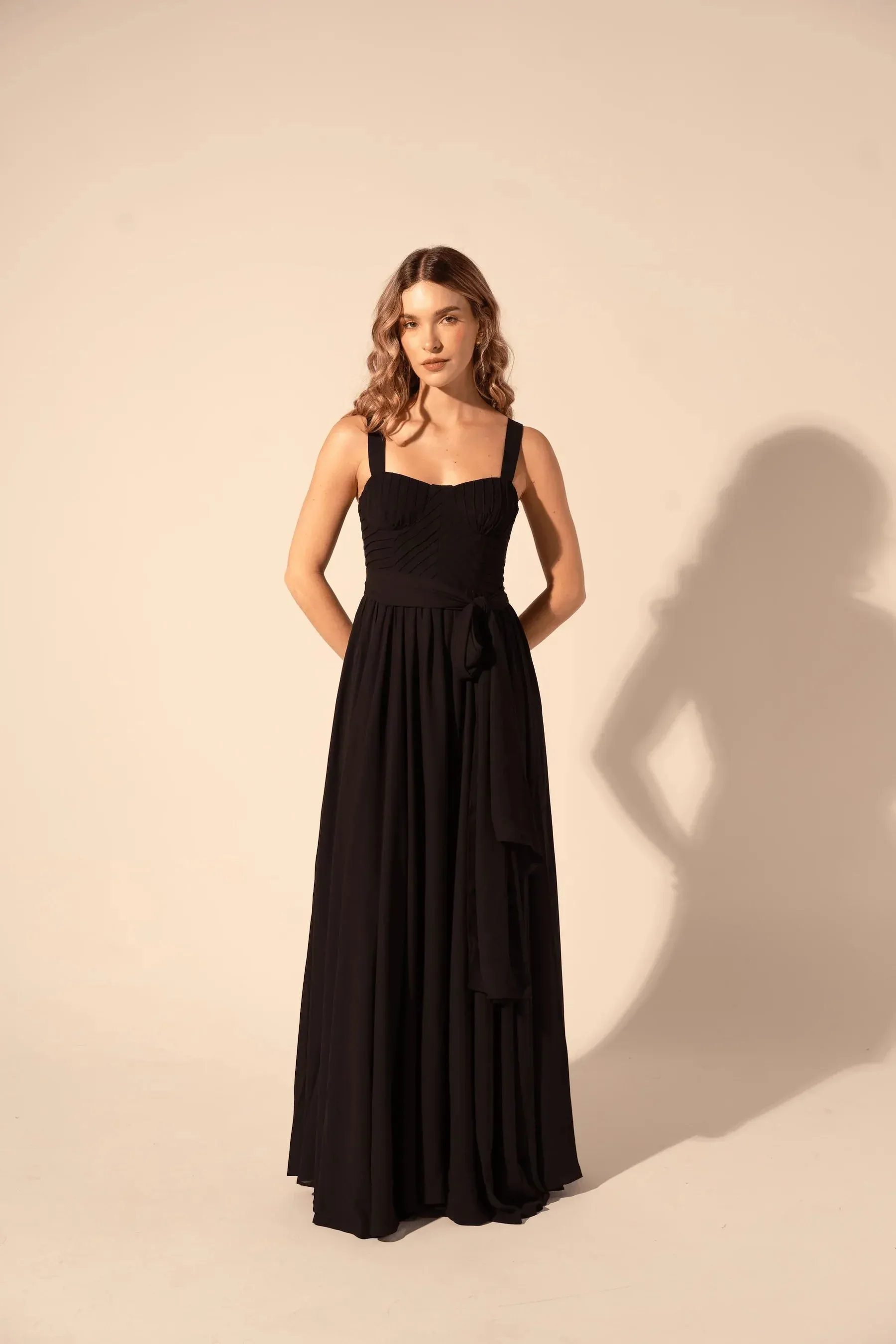 All Day Look knee-length Claudette Maxi Gown in Black