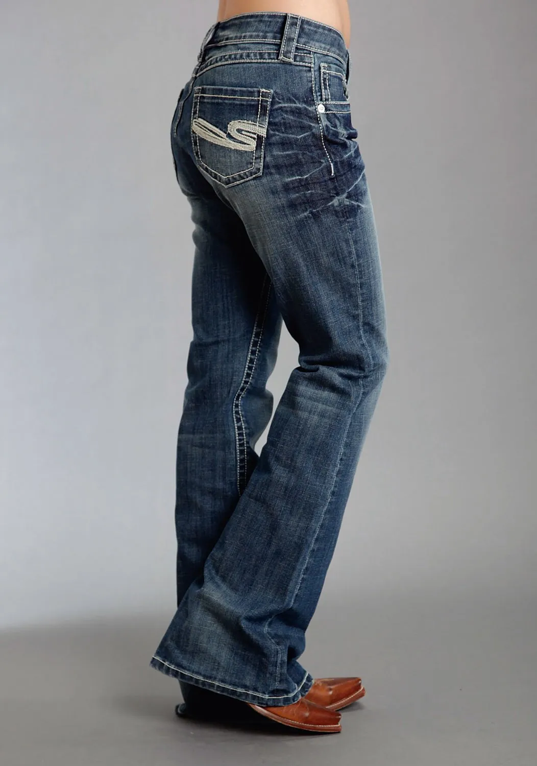 Stetson Womens 816 Classic Heavy White S Blue Cotton Blend Jeans Simple clothing