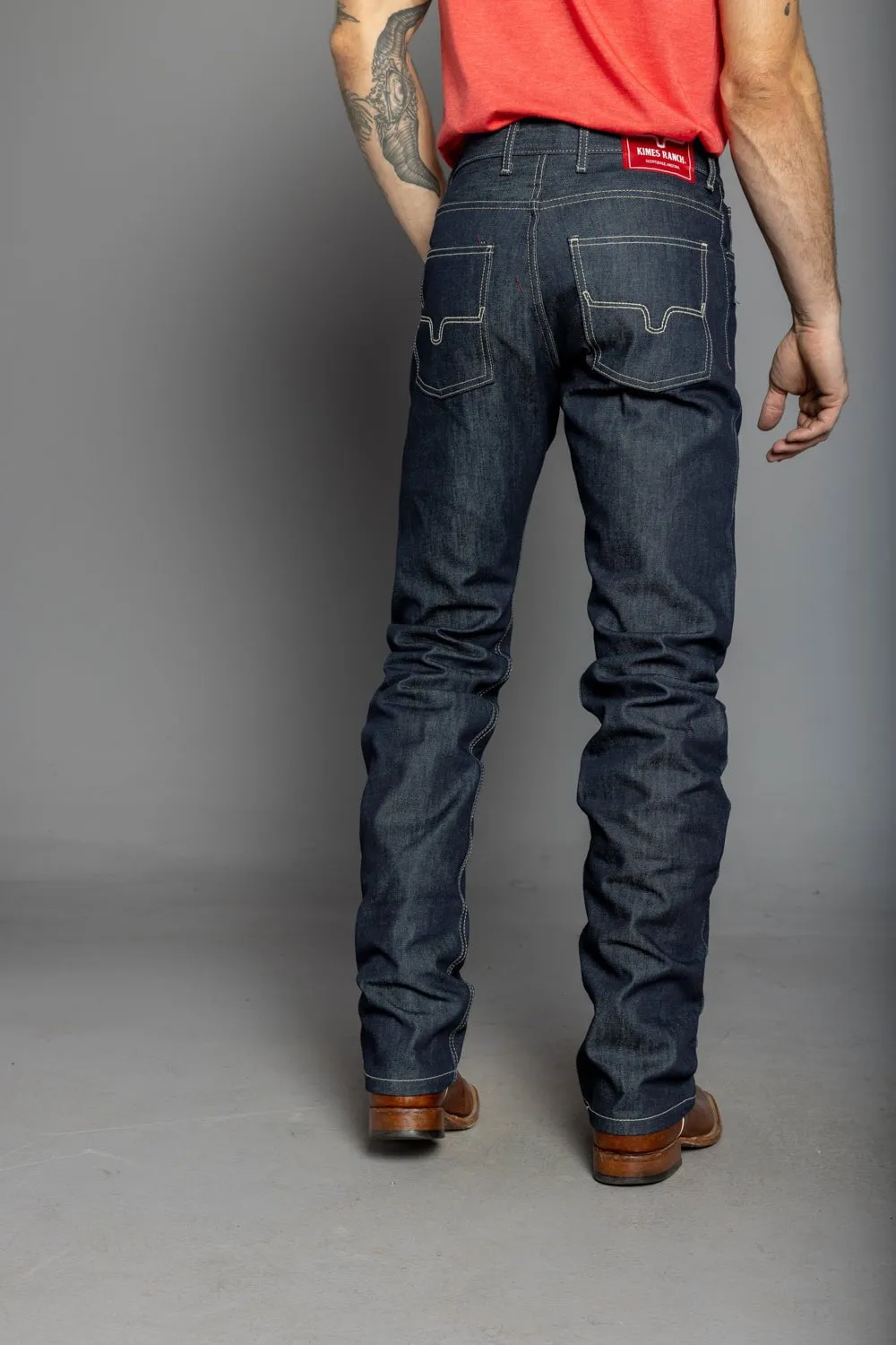 Rugged Feel Kimes Ranch Mens Raw James Blue 100% Cotton Jeans