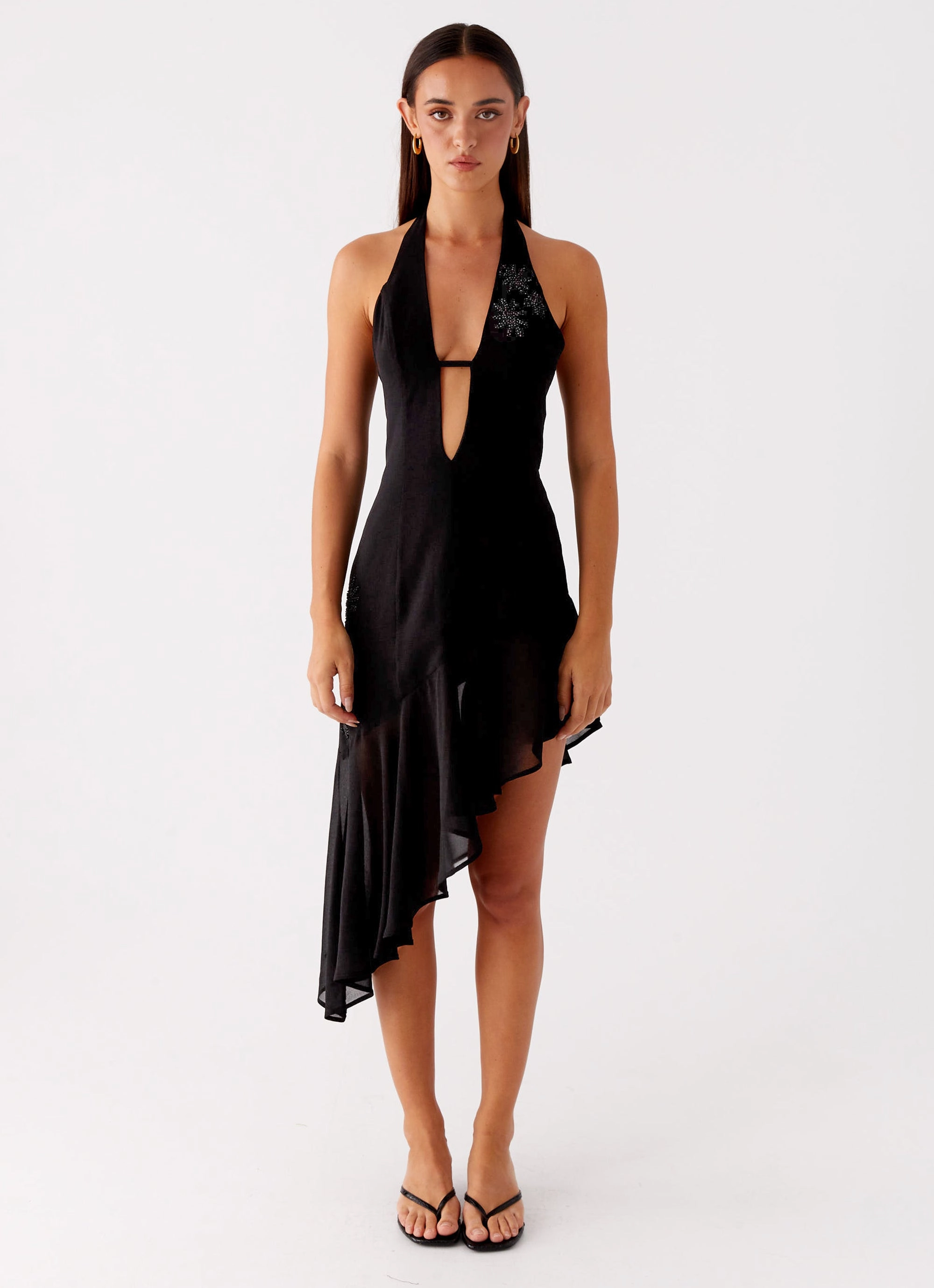 Wedding-Guest Smooth Motion Clean Slate Midi Dress - Black
