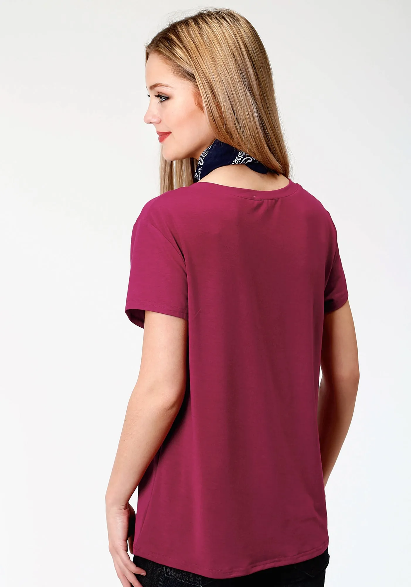 Roper Womens Plum Poly/Rayon Bronc Rider S/S T-Shirt Trend-Driven