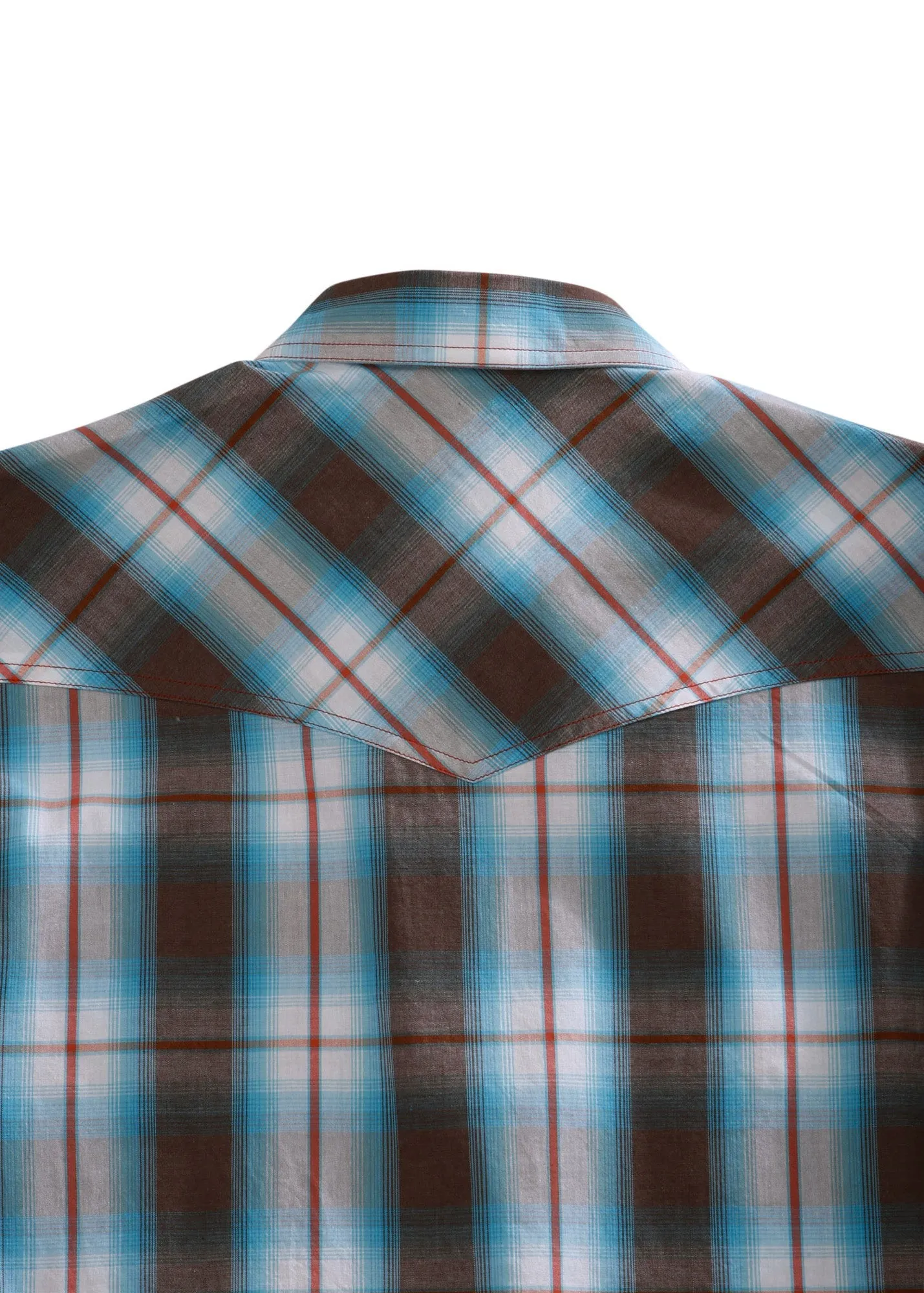 Breathable Style Party Ready Tin Haul Mens Brown 100% Cotton Turquoise Plaid S/S Shirt