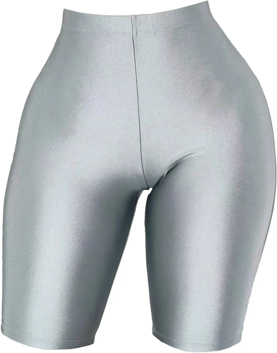 cloudmall Women's Shiny High Waist Active Workout Yoga Running Shorts Knee Length Leggings
