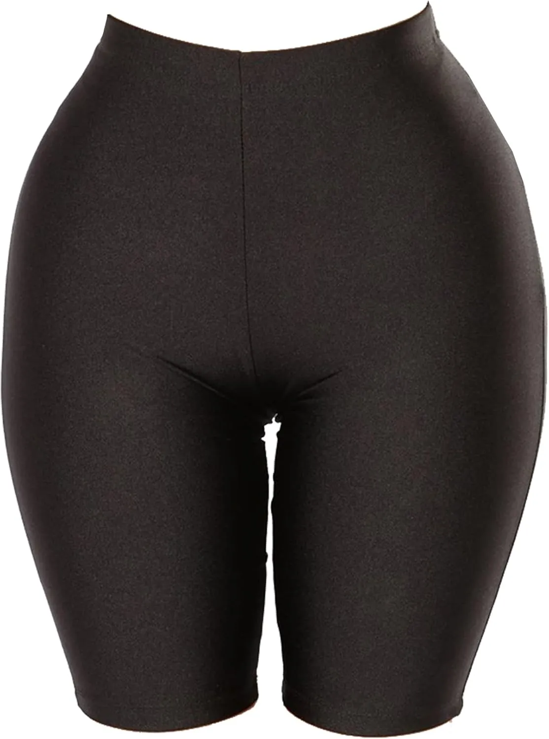 cloudmall Women's Shiny High Waist Active Workout Yoga Running Shorts Knee Length Leggings