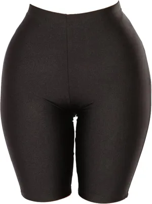 cloudmall Women's Shiny High Waist Active Workout Yoga Running Shorts Knee Length Leggings