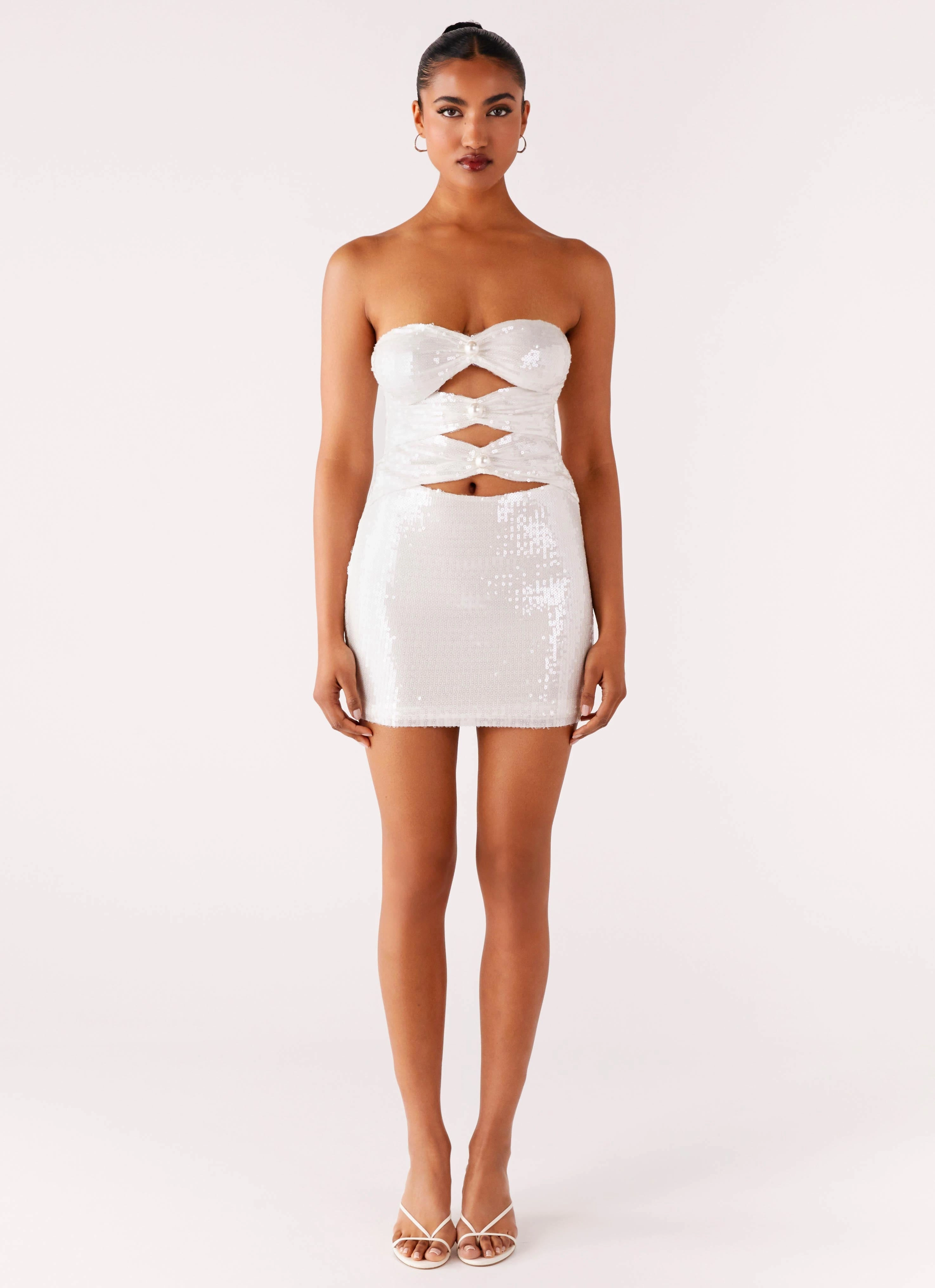 Clyra Sequin Mini Dress - Ivory Cool Palette Smooth Motion