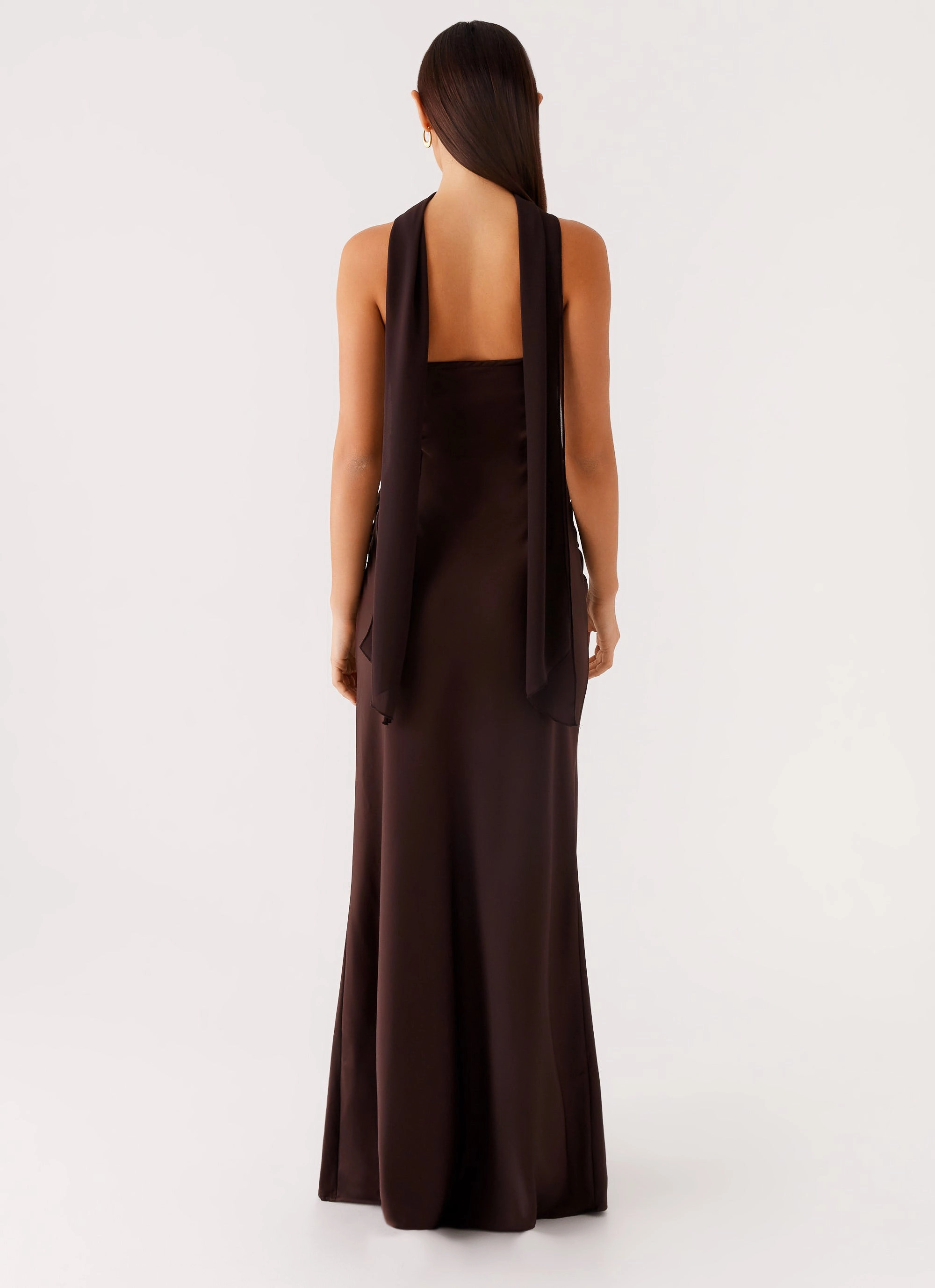 Clean Drape Effortless Mood Alaine Scarf Maxi Dress - Dark Chocolate