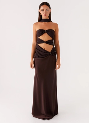 Coastal Gear Alaine Scarf Maxi Dress - Dark Chocolate Alaine Scarf Maxi Dress - Dark Chocolate Autumn Ready Classic Cut