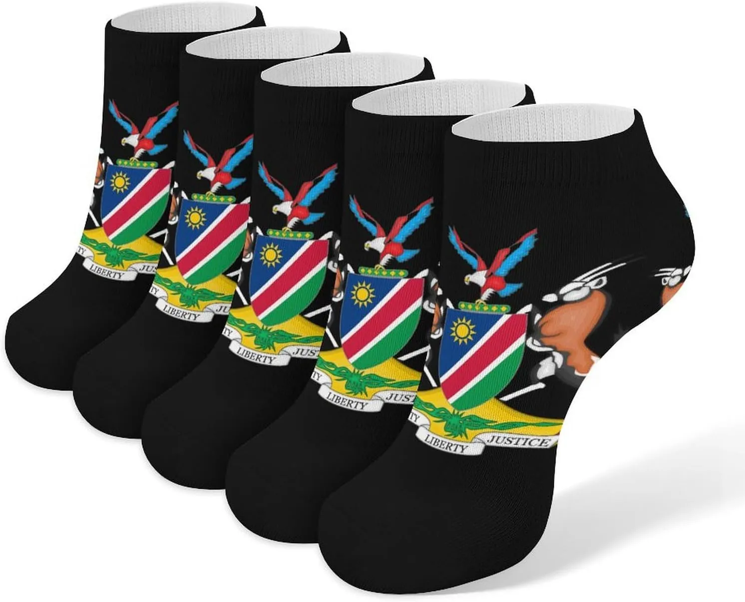 Coat Arms Of Namibia 5 Pairs Unisex Activewear Ankle Socks Lightweight Low Cut And No Show Socks