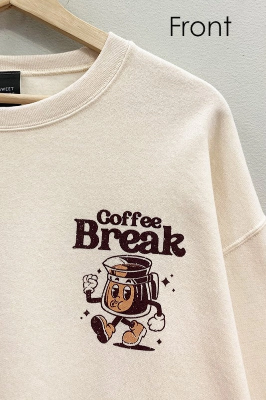 Casual Essentials Wear Breathable Design Wear Coffee Break Front And Back Sweatshirt S-XL