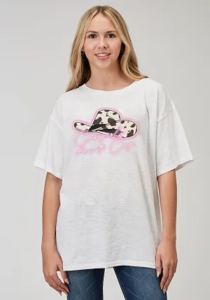 Collar Stay Slots Roper Womens Cowgirls Dont Cry White 100% Cotton S/S T-Shirt Autumn Look Roper Womens Cowgirls Dont Cry White 100% Cotton S/S T-Shirt
