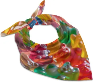 Colorful Gummy Bears Square Head Scarves Cute Funny Hair Scarf Kerchief Neckerchief Headband Neck Wraps