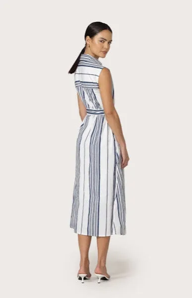 Form Fitting Cozy And Stylish Chloe Belted Poplin Dress in Shadow Stripe
