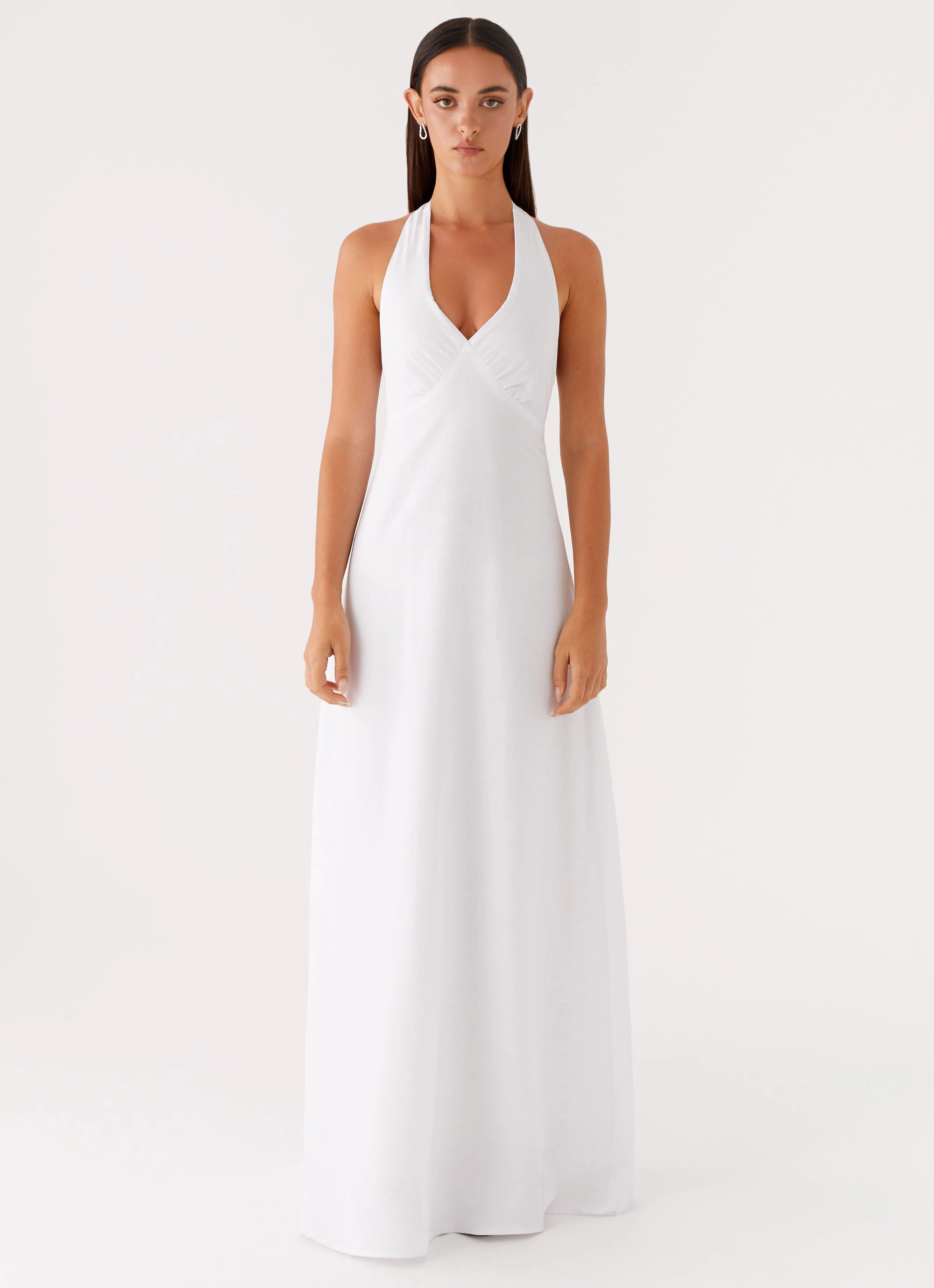 Heavy Hearted Linen Maxi Dress - White Fashionable outfit for outings