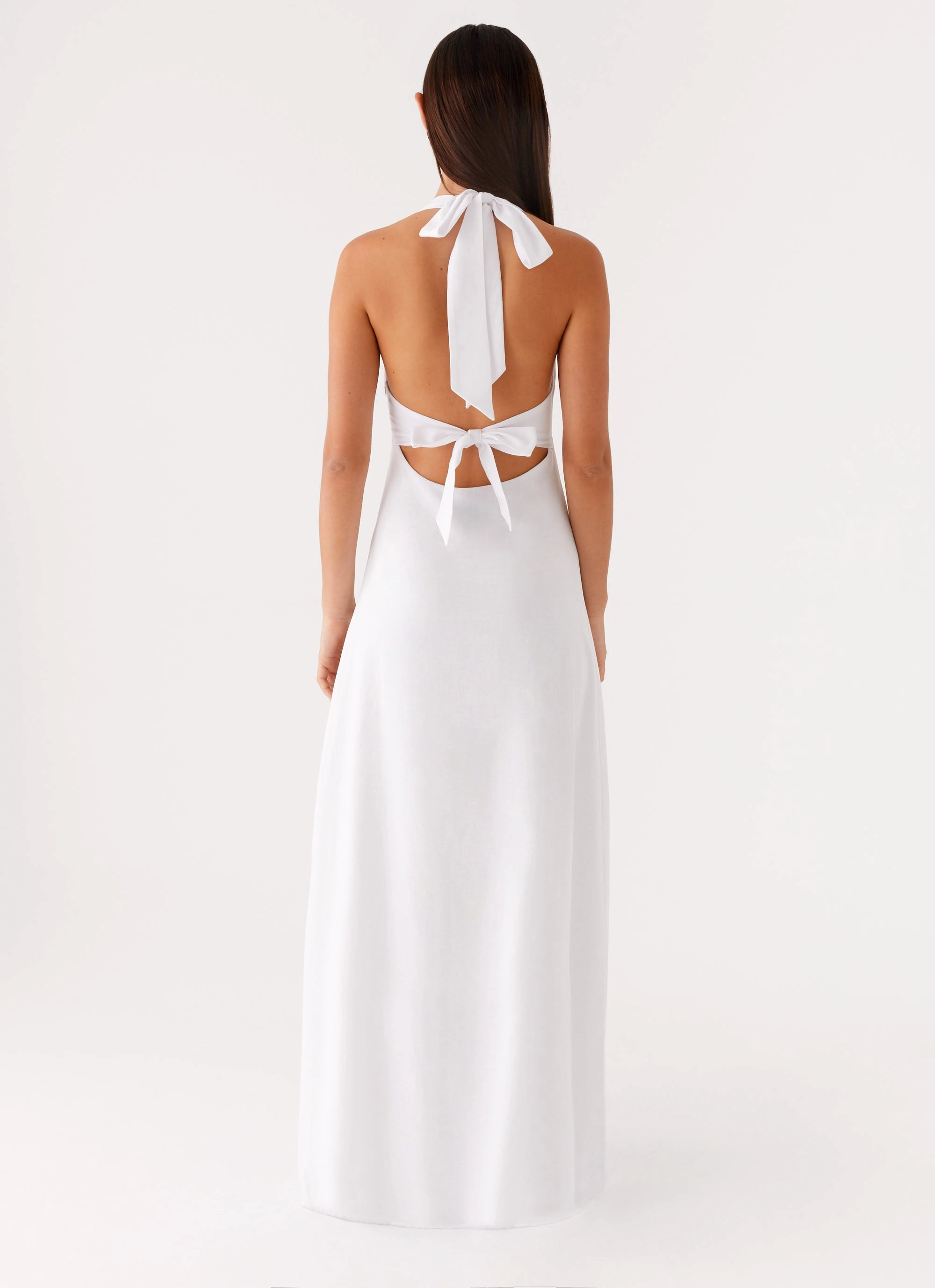 Luxe Touch Heavy Hearted Linen Maxi Dress - White