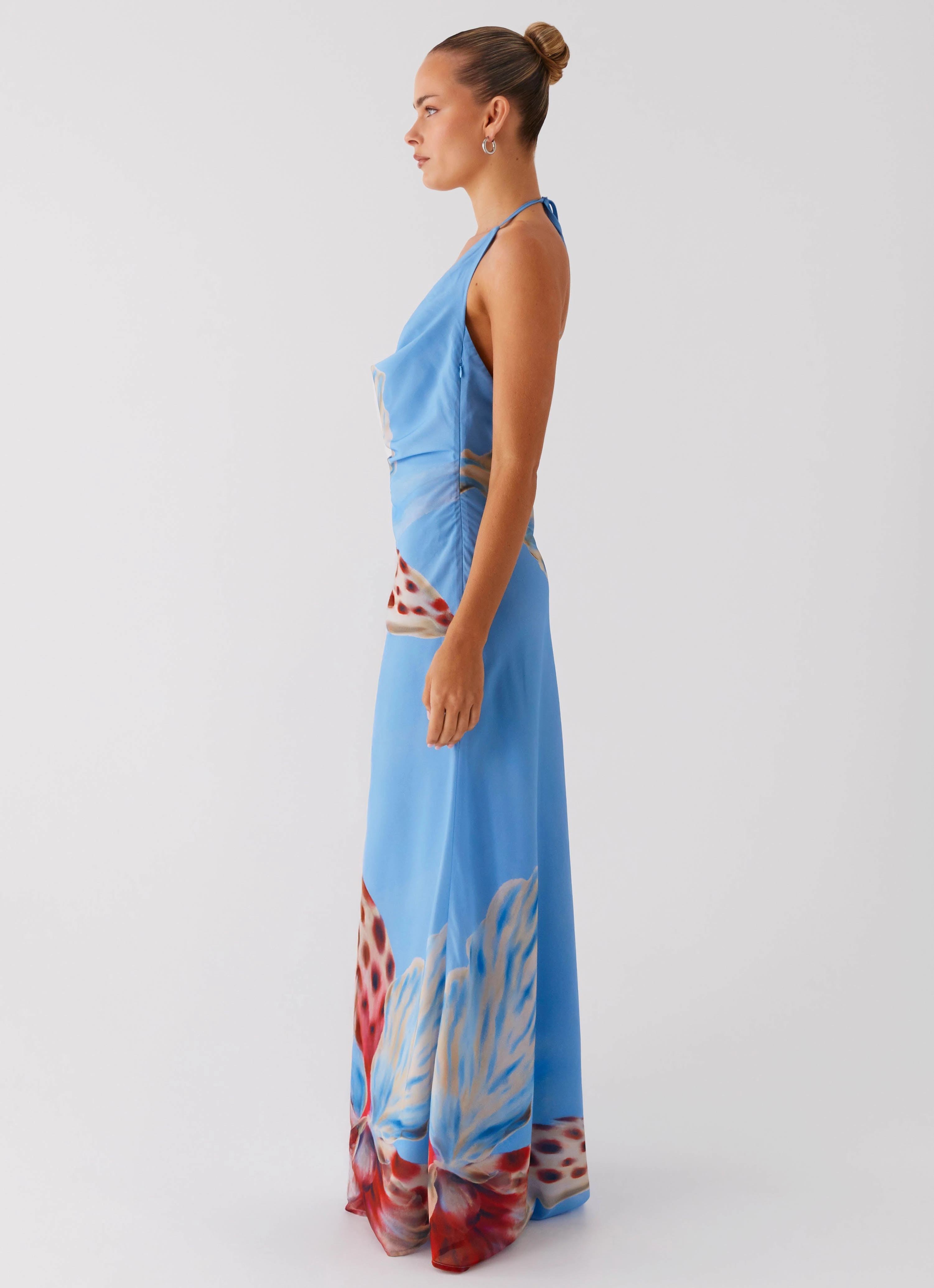 Stars Align Cowl Maxi Dress - Deep Sea Bloom Versatile Comfort Wear